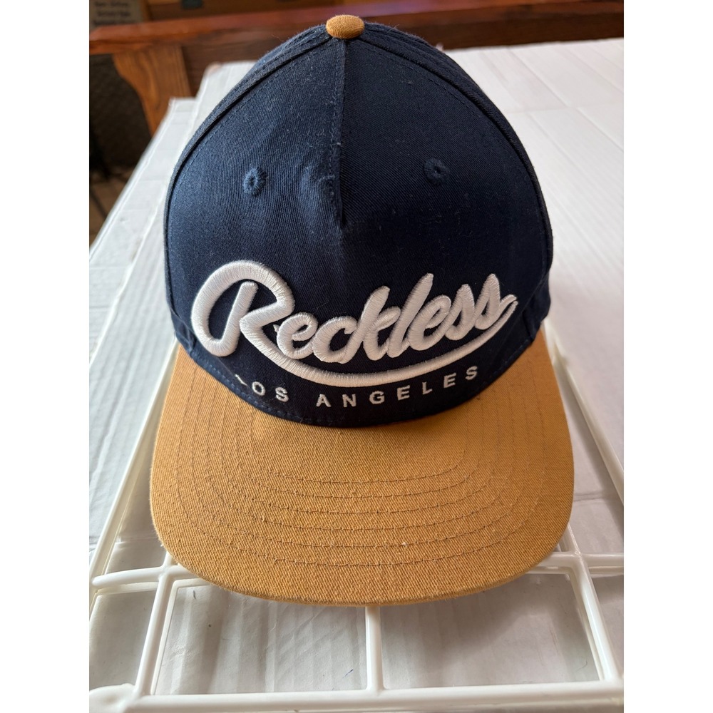 Young & Reckless Snapback Hat Navy Blue Yellow Los Angeles Y&R Streetwear Cap